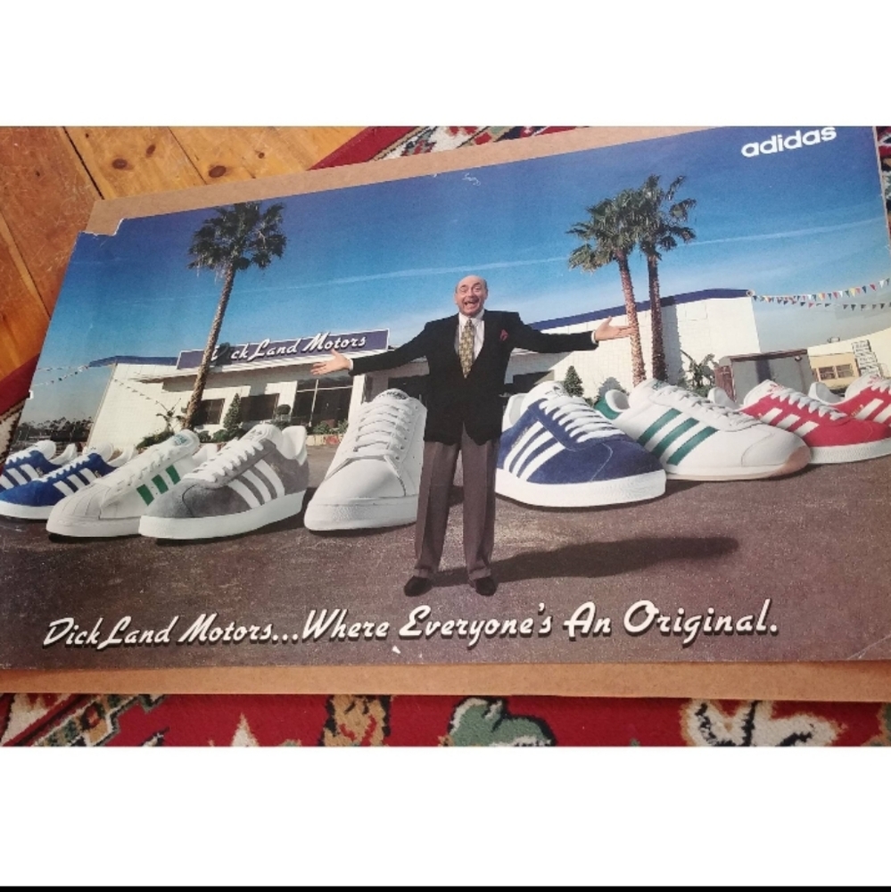 Vintage 90s Adidas America 94 samba shoe Dick Vitale advertising sneaker poster